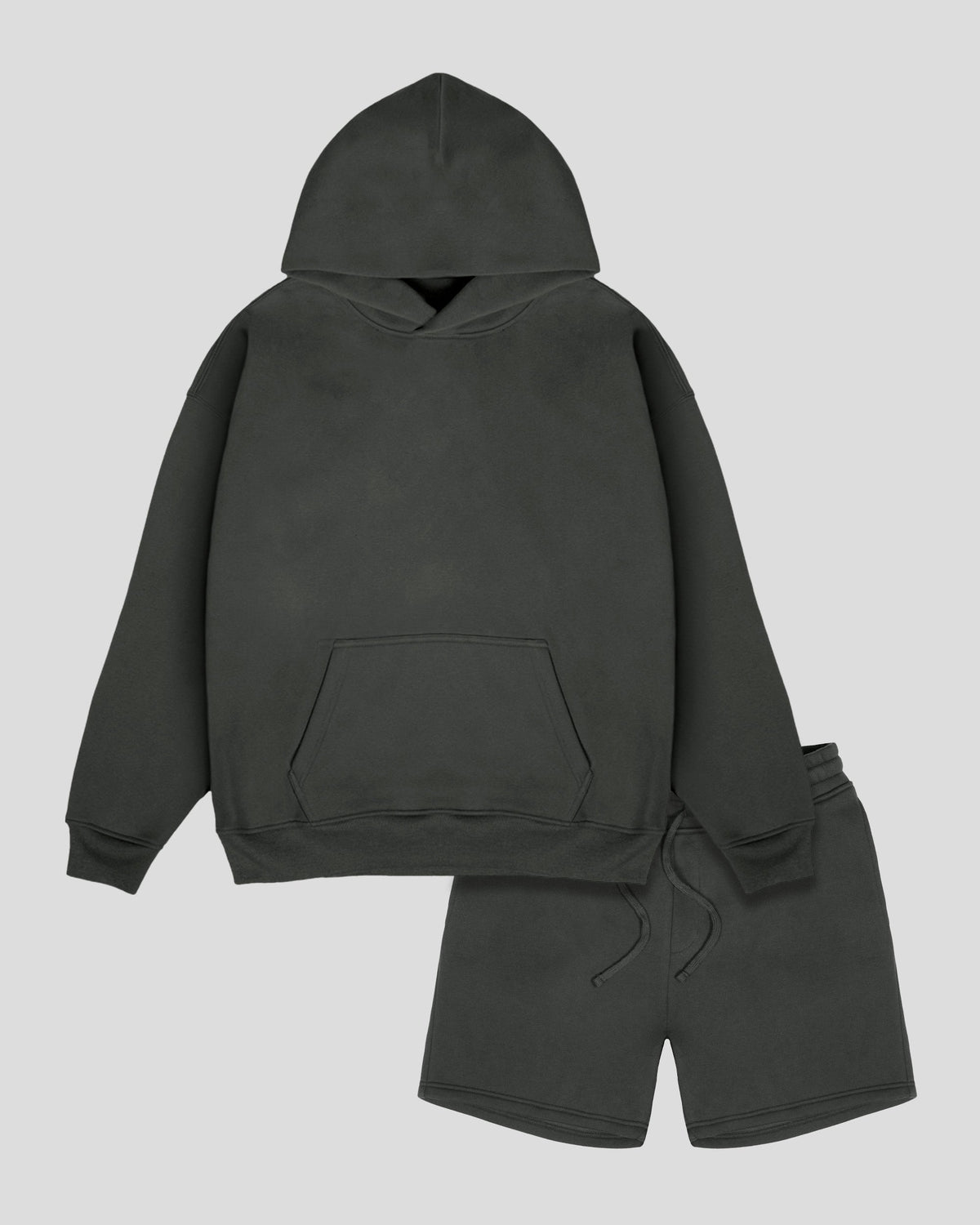 Heavyweight Pullover Hoodie & 5" Core Fleece Short Set - Dusty Black - View 1