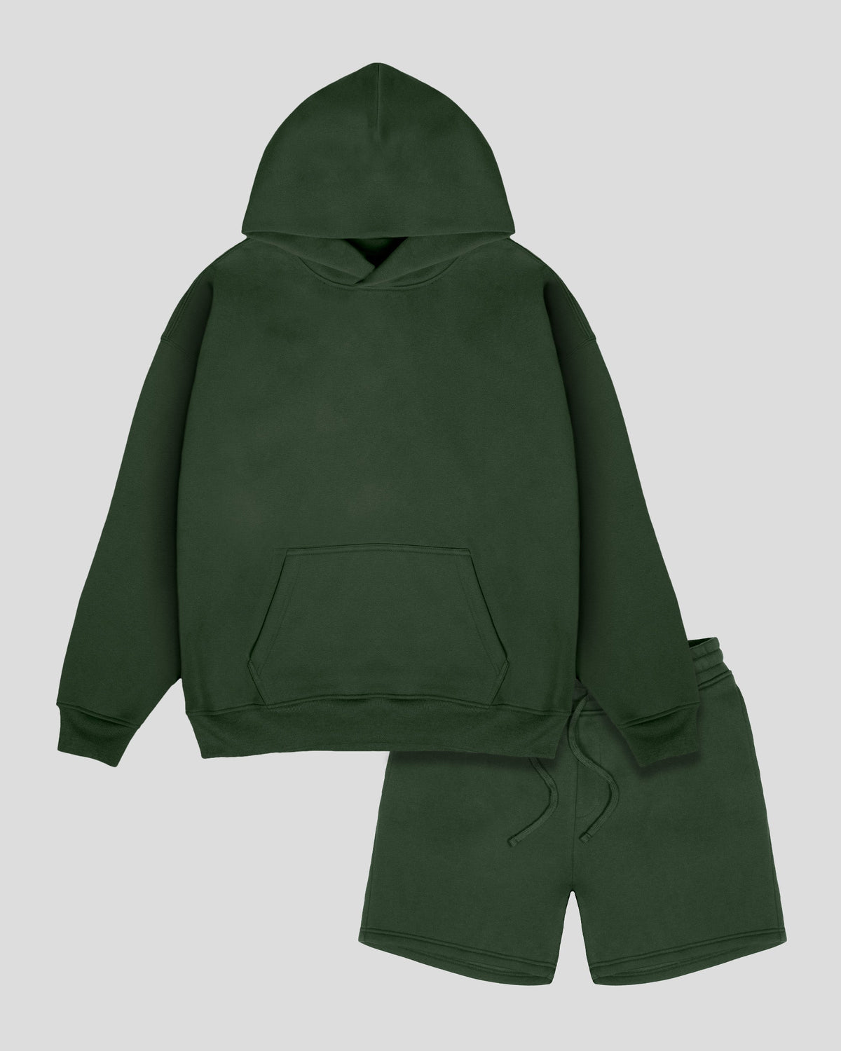 Heavyweight Pullover Hoodie & 5" Core Fleece Short Set - Hunter Green - View 19