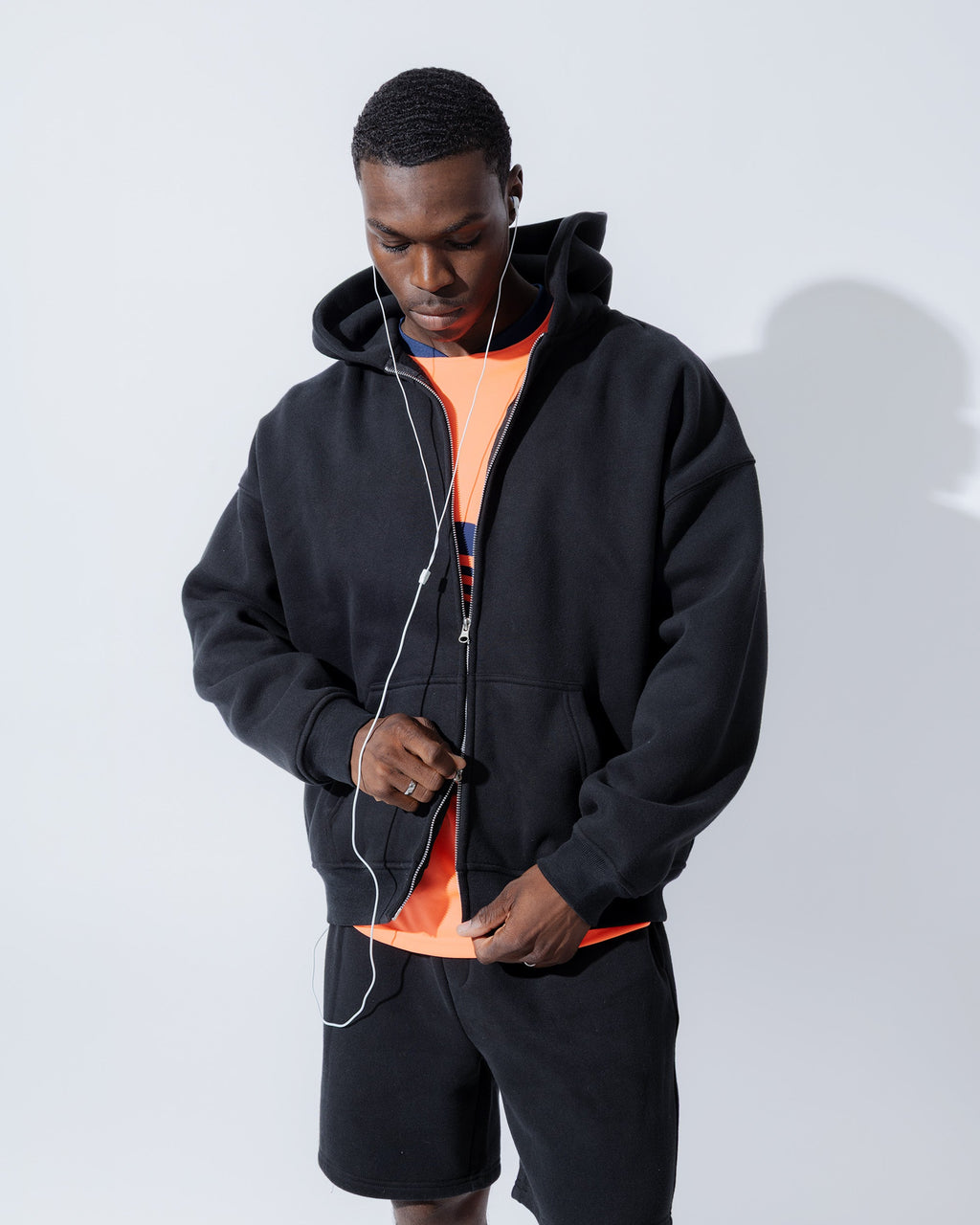 Heavyweight Full Zip Hoodie & 5" Fleece Short Set - View 2