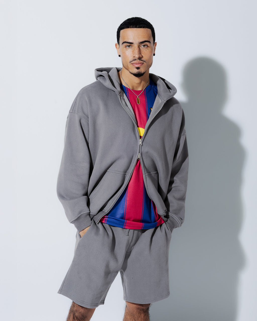Heavyweight Full Zip Hoodie & 5" Fleece Short Set - View 17