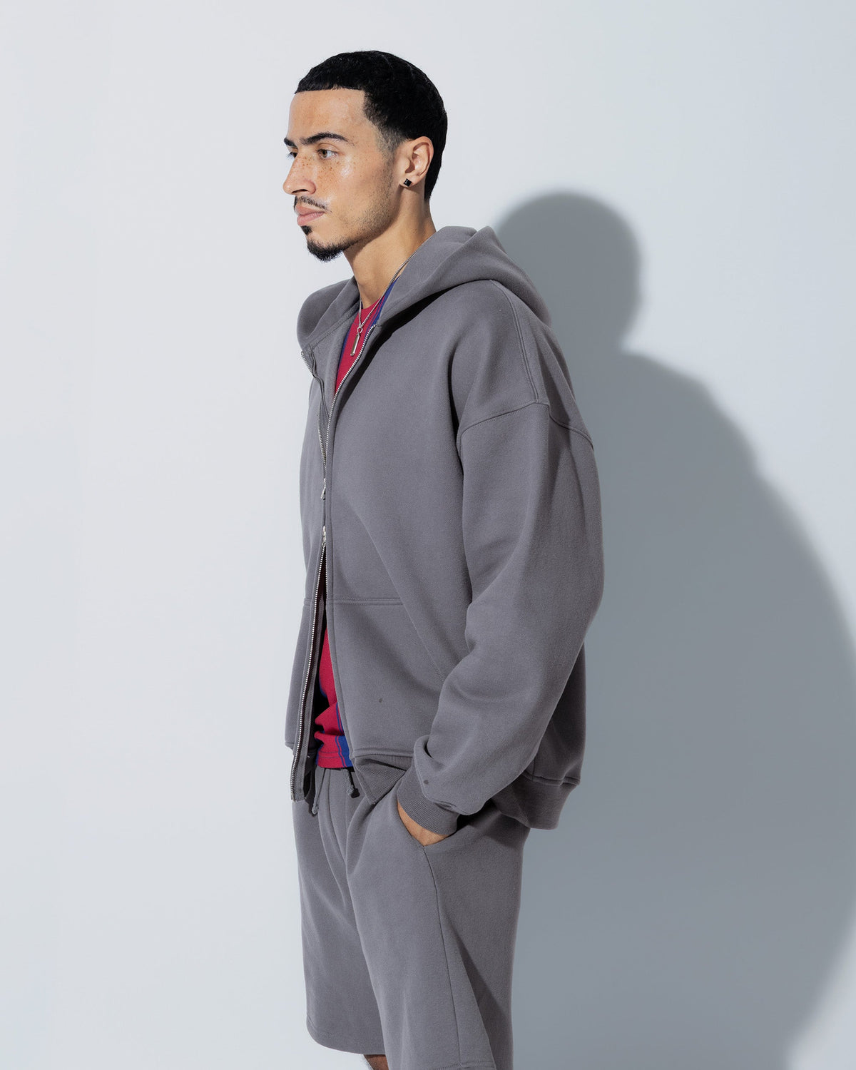 Heavyweight Full Zip Hoodie & 5" Fleece Short Set - View 19