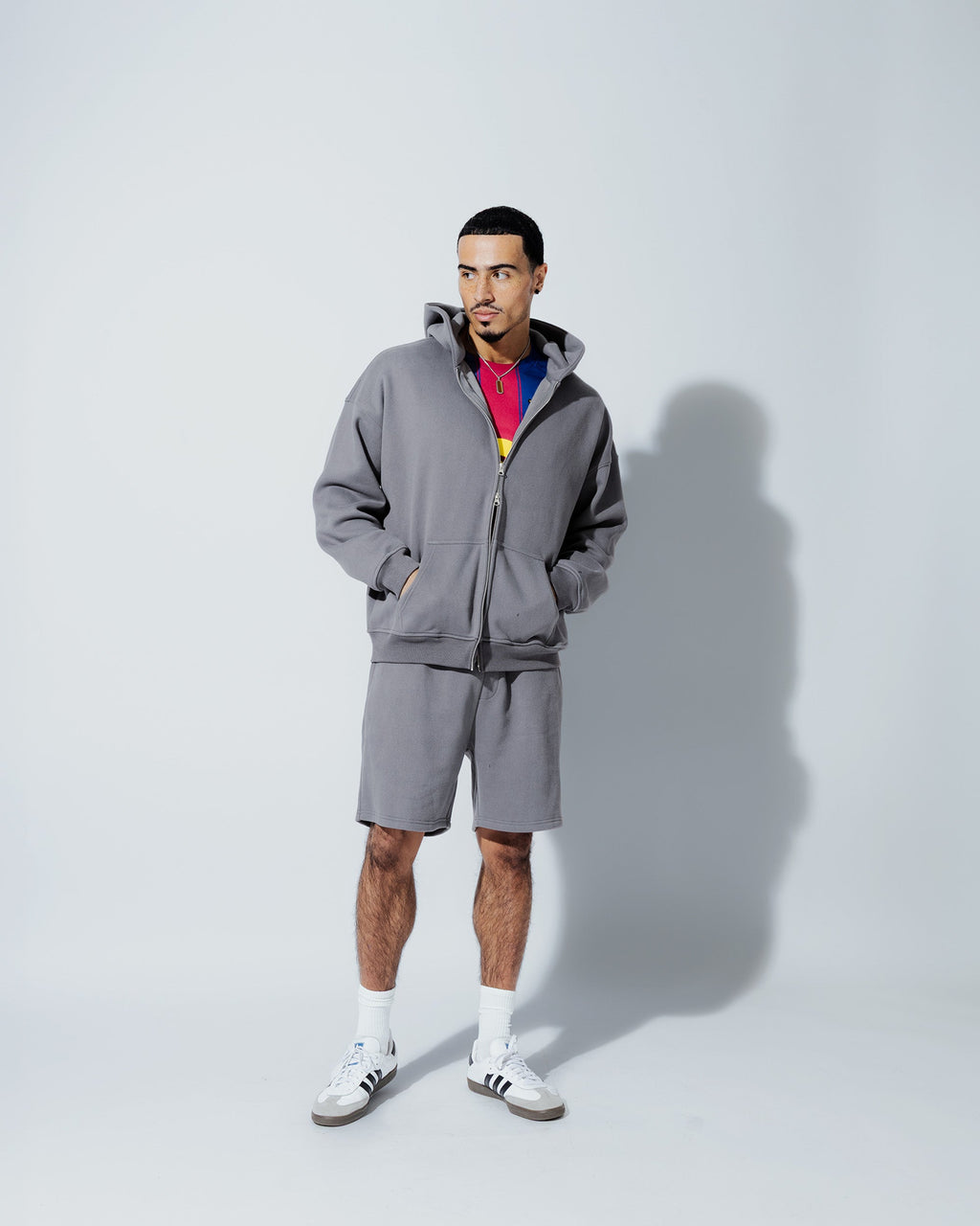 Heavyweight Full Zip Hoodie & 5" Fleece Short Set - View 24