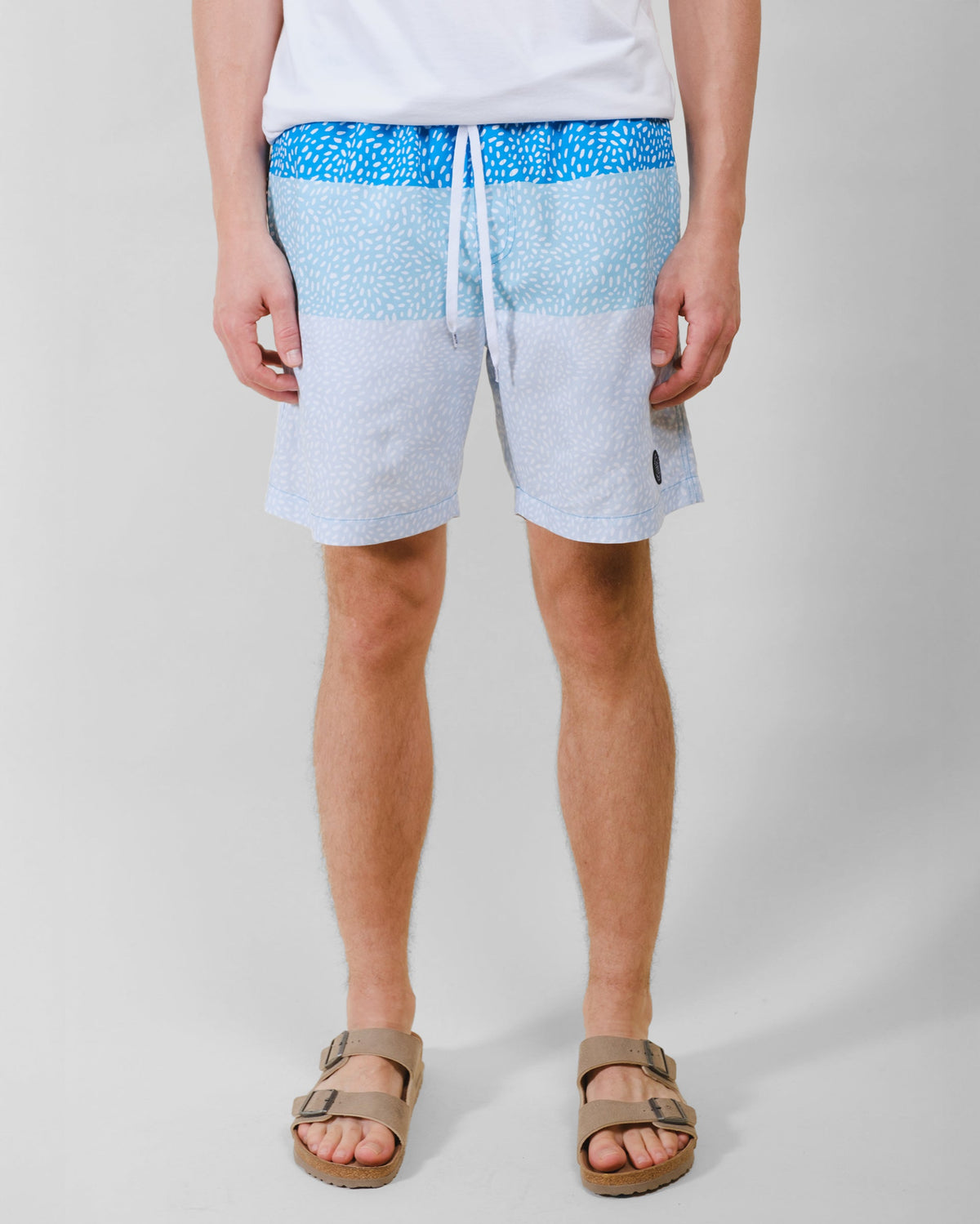 7"  Spotted Stripes Swim Short - Blue - View 6