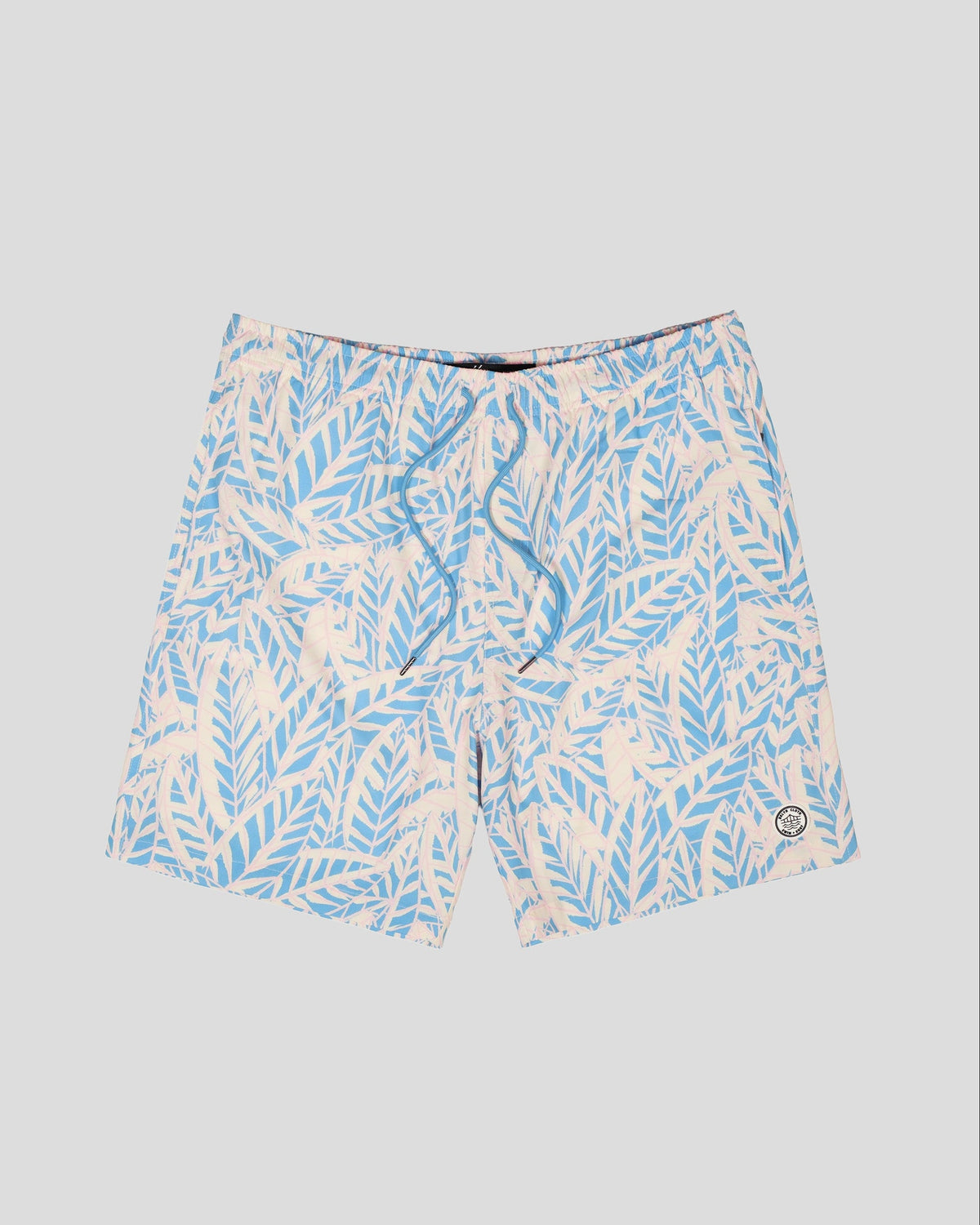 7" Abstract Leaves Swim Shorts - Blue - View 1