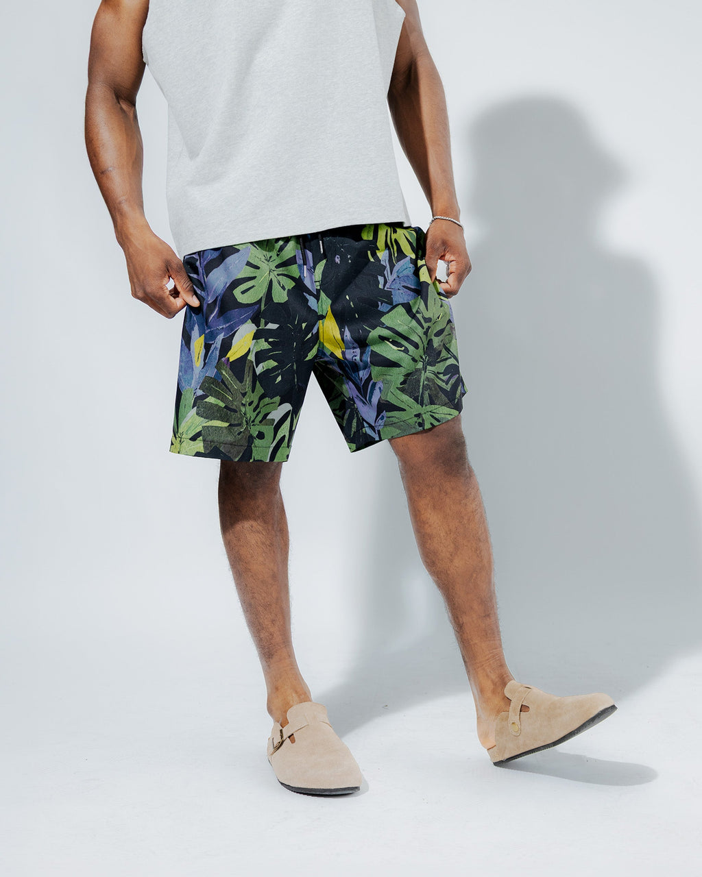 7" Painted Leaves Swim Short - View 3