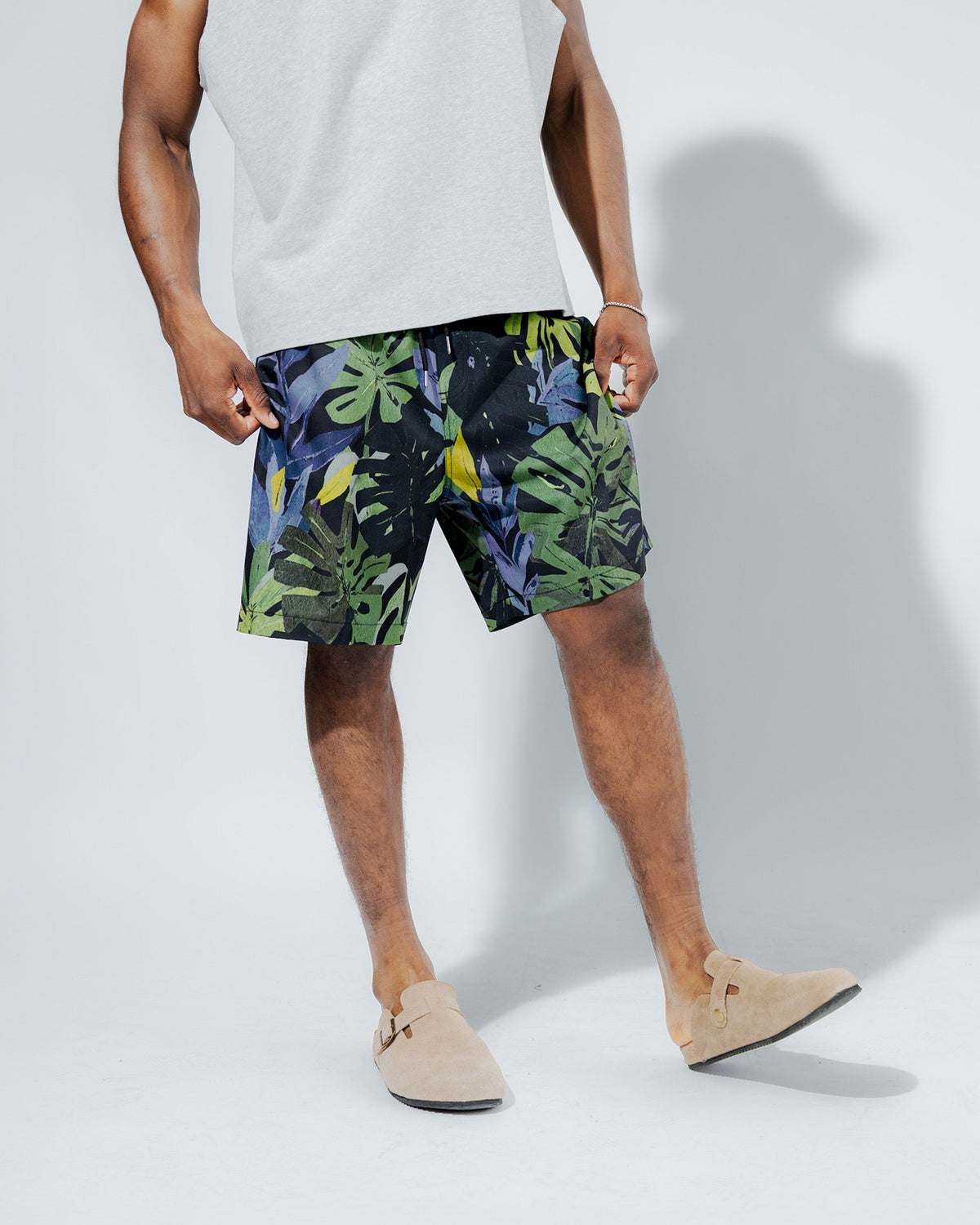 7" Painted Leaves Swim Short - View 3