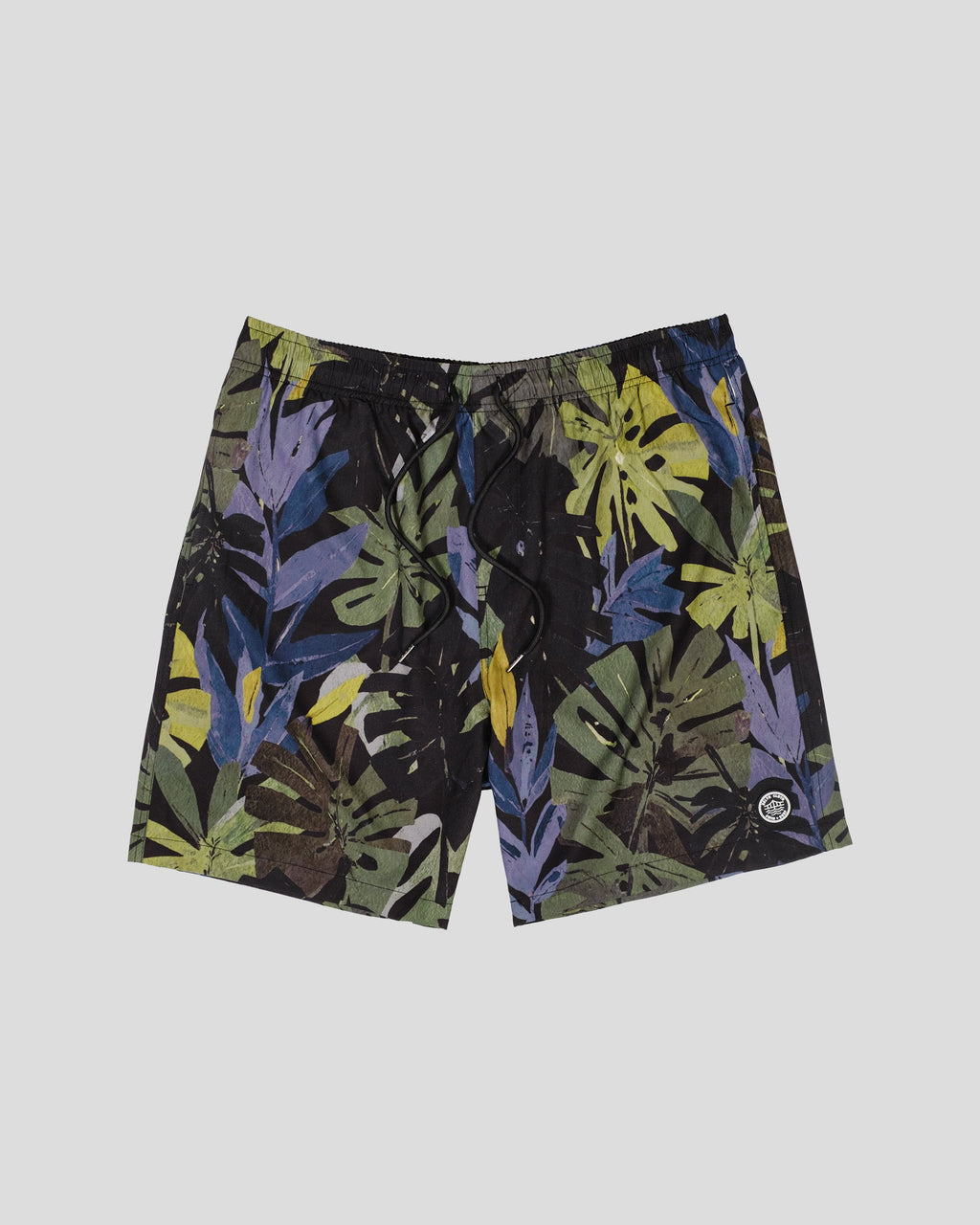 7" Painted Leaves Swim Short - Black - View 1